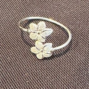 MWS 925 Sterling Adjustable Flower Pinky Ring